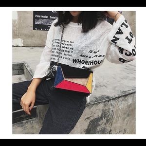 Square retro messenger chain shoulder bag